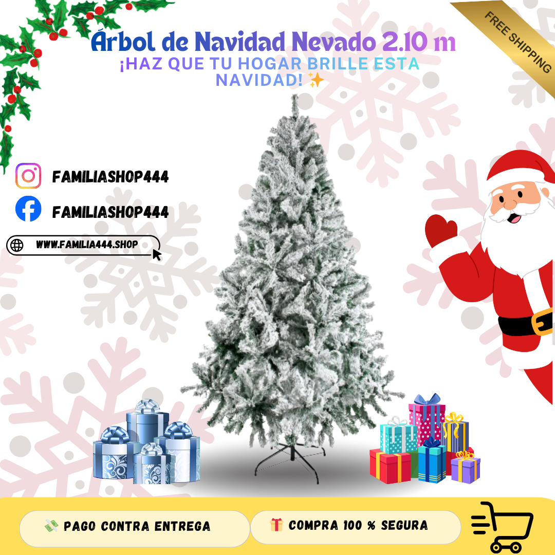 Arbol Navidad Nevado 2.10m Pino Navideño